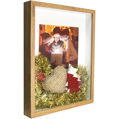 Diepe fotolijst 28 x 35 cm 3D-box met passe-partout, 20 x 25 cm, eiken Diepe fotolijst 28 x 35 cm 3D-box met passe-partout, 20 x 25 cm, eiken
