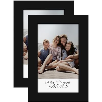 Americanflat Set van 2 zwarte fotolijsten 5,1 x 7,6 cm te gebruiken als lijst van 5 x 7,6 cm voor direct printen Mini-fotolijst met transparant glas, ophangmateriaal en Americanflat Set van 2 zwarte fotolijsten 5,1 x 7,6 cm te gebruiken als lijst van 5 x 7,6 cm voor direct printen Mini-fotolijst met transparant glas, ophangmateriaal en