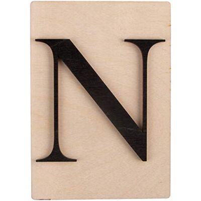 Rayher Letter N, FSC Mix Credit, houten tegels 10,5 x 14,8 cm, letter 3D N in zwart, houten letters 3 mm dik, op houten tegels Rayher Letter N, FSC Mix Credit, houten tegels 10,5 x 14,8 cm, letter 3D N in zwart, houten letters 3 mm dik, op houten tegels