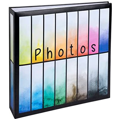 EXACOMPTA Ref. 62882E Fotoalbum RAINBOW 200 foto's 10x15cm 100 pagina's formaat 22,5x22 cm omslag van papier bedrukt zwart met kleurverloop glanzende coating EXACOMPTA Ref. 62882E Fotoalbum RAINBOW 200 foto's 10x15cm 100 pagina's formaat 22,5x22 cm omslag van papier bedrukt zwart met kleurverloop glanzende coating