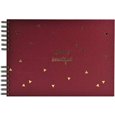 EXACOMPTA Art.-Nr. 16453E Spiraalalbum LIFE 150 foto's 50 zwarte pagina's Formaat 32 x 22 cm Omslag van rood glitter structuurpapier Goudmarkering EXACOMPTA Art.-Nr. 16453E Spiraalalbum LIFE 150 foto's 50 zwarte pagina's Formaat 32 x 22 cm Omslag van rood glitter structuurpapier Goudmarkering
