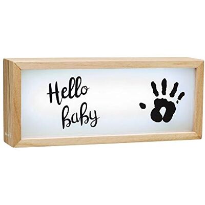 ART My Baby Lightbox LED-lichtbox met vingerafdrukset, personaliseerbare ledlamp voor kinderkamer, houten basis met wit licht ART My Baby Lightbox LED-lichtbox met vingerafdrukset, personaliseerbare ledlamp voor kinderkamer, houten basis met wit licht