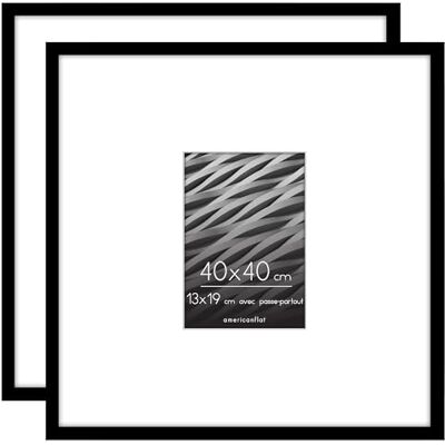 Americanflat Fotolijst 40 x 40 cm, zwart, fotolijst 13 x 19 cm met passe-partout of 40 x 40 cm zonder passe-partout, gepolijst plexi, verticale of horizontale ophanging, 2 stuks Americanflat Fotolijst 40 x 40 cm, zwart, fotolijst 13 x 19 cm met passe-partout of 40 x 40 cm zonder passe-partout, gepolijst plexi, verticale of horizontale ophanging, 2 stuks