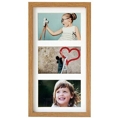 ART 18 x 35 cm (7 x 14-inch) Meerdere diafragma fotolijst voor 3 foto's 4 x 6-inch, eiken ART 18 x 35 cm (7 x 14-inch) Meerdere diafragma fotolijst voor 3 foto's 4 x 6-inch, eiken