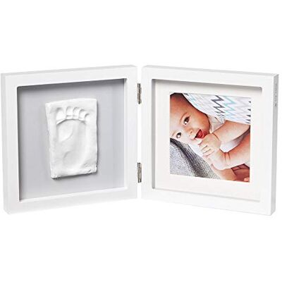 ART My Baby Style Eenvoudige fotolijst met babyvoetafdruk, personaliseerbare fotolijst met 2 kleppen met hand- en voetafdrukset, babyprint, babycadeau ART My Baby Style Eenvoudige fotolijst met babyvoetafdruk, personaliseerbare fotolijst met 2 kleppen met hand- en voetafdrukset, babyprint, babycadeau