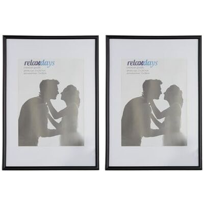 Relaxdays Set van 2 fotolijsten 20 x 30 cm passe-partout 15 x 20 cm, glasplaat om neer te zetten of op te hangen, zwart Relaxdays Set van 2 fotolijsten 20 x 30 cm passe-partout 15 x 20 cm, glasplaat om neer te zetten of op te hangen, zwart