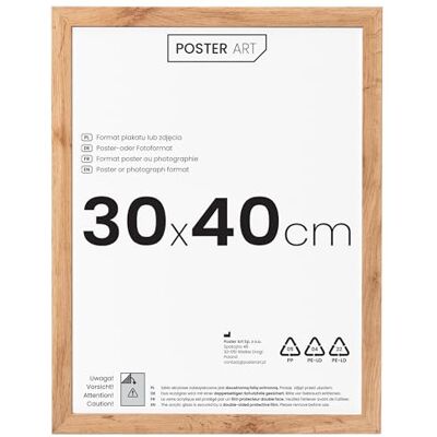 ART Fotolijst 30 x 40 cm van MDF en acrylglas, verticale of horizontale bevestiging, ideaal voor foto op poster, lijst eiken Wotan ART Fotolijst 30 x 40 cm van MDF en acrylglas, verticale of horizontale bevestiging, ideaal voor foto op poster, lijst eiken Wotan