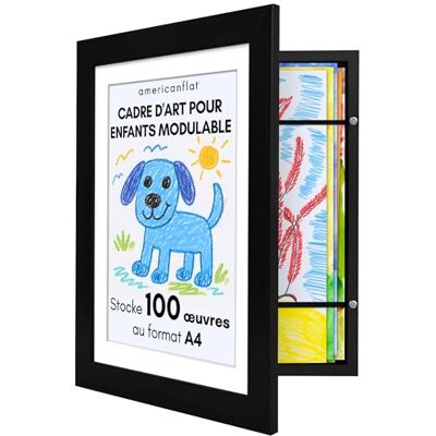 Americanflat Tekenlijst voor kinderen, A4, zwart, met passe-partout, 25,5 x 32 cm zonder passe-partout, frames met opening aan de voorkant, voor 100 stuks Americanflat Tekenlijst voor kinderen, A4, zwart, met passe-partout, 25,5 x 32 cm zonder passe-partout, frames met opening aan de voorkant, voor 100 stuks