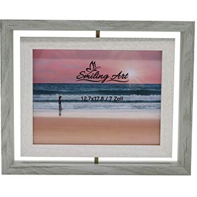ART Creatieve fotolijst voor 2 foto's, MDF-houten lijst met glas, dubbele lijst (draaibaar, grijs, 13 x 18 cm) ART Creatieve fotolijst voor 2 foto's, MDF-houten lijst met glas, dubbele lijst (draaibaar, grijs, 13 x 18 cm)