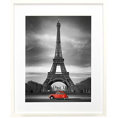 40x50 cm MDF fotolijst met passe-partout, 30x40 cm, wit, plexiglas 40x50 cm MDF fotolijst met passe-partout, 30x40 cm, wit, plexiglas