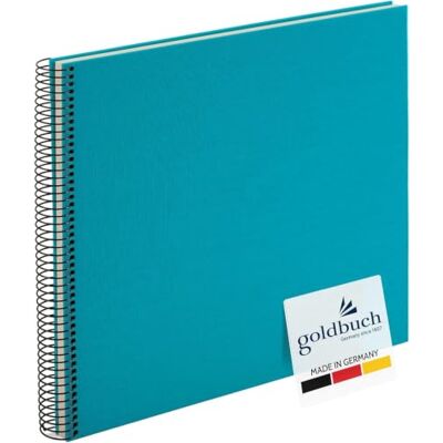 Goldbuch Bella Vista Fotoalbum met spiraalbinding, 35 x 30 cm, 40 witte pagina's, herinneringsalbum van linnen, voor foto's en foto's, turquoise Goldbuch Bella Vista Fotoalbum met spiraalbinding, 35 x 30 cm, 40 witte pagina's, herinneringsalbum van linnen, voor foto's en foto's, turquoise