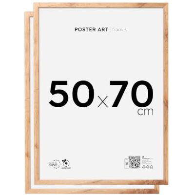 ART Set van 2 fotolijsten, 50 x 70 cm, van MDF en acrylglas, verticale of horizontale bevestiging, ideaal voor foto, poster of puzzel, 1000 stukjes, eiken lijst Wotan ART Set van 2 fotolijsten, 50 x 70 cm, van MDF en acrylglas, verticale of horizontale bevestiging, ideaal voor foto, poster of puzzel, 1000 stukjes, eiken lijst Wotan