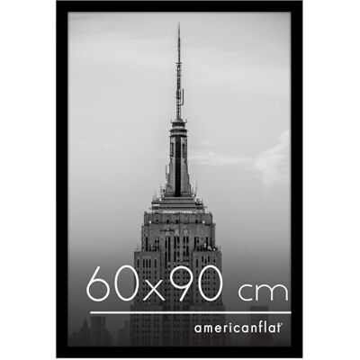 Americanflat Fotolijst 60 x 90 cm, zwarte eik, lijst 90 x 60 cm, van mdf-hout met gepolijst plexi en ophangmateriaal, horizontale of verticale ophanging Americanflat Fotolijst 60 x 90 cm, zwarte eik, lijst 90 x 60 cm, van mdf-hout met gepolijst plexi en ophangmateriaal, horizontale of verticale ophanging