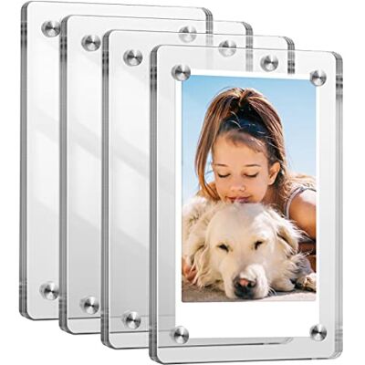 FINTIE Set van 4 magnetische fotolijsten voor foto's van 3 inch Dubbelzijdig Voor Fujifilm Instax Mini 12 11 40 EVO Liplay Link 2 Transparant FINTIE Set van 4 magnetische fotolijsten voor foto's van 3 inch Dubbelzijdig Voor Fujifilm Instax Mini 12 11 40 EVO Liplay Link 2 Transparant