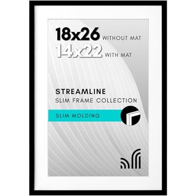 Americanflat Streamline Collection posterlijst 45,7 x 66 cm met gepolijst plexiglas te gebruiken als lijst van 35,6 x 55,9 cm met passe-partout of 45,7 x 66 cm lijst zonder passe-partout lijst Americanflat Streamline Collection posterlijst 45,7 x 66 cm met gepolijst plexiglas te gebruiken als lijst van 35,6 x 55,9 cm met passe-partout of 45,7 x 66 cm lijst zonder passe-partout lijst