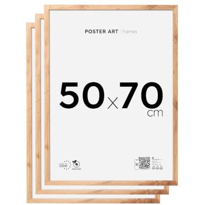 ART Set van 3 fotolijsten, 50 x 70 cm, van MDF en acrylglas, verticale of horizontale bevestiging, ideaal voor foto, poster of puzzel, 1000 stukjes, eiken lijst Wotan ART Set van 3 fotolijsten, 50 x 70 cm, van MDF en acrylglas, verticale of horizontale bevestiging, ideaal voor foto, poster of puzzel, 1000 stukjes, eiken lijst Wotan