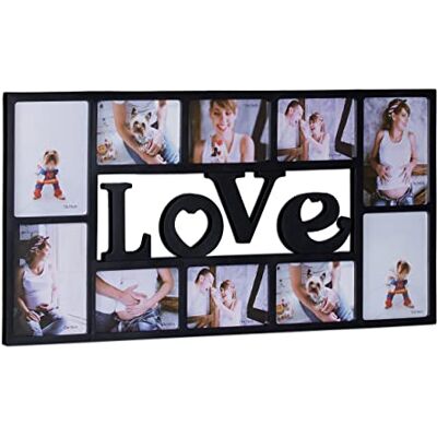 Relaxdays Fotolijst voor 10 foto's galerij wandlijst LOVE kunststof (h x b x d): 36,5 x 72 x 2 cm, zwart Relaxdays Fotolijst voor 10 foto's galerij wandlijst LOVE kunststof (h x b x d): 36,5 x 72 x 2 cm, zwart
