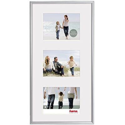 Hama Kunststof fotolijst "Madrid" (framegrootte 25 cm x 55 cm, fotoformaat 13 cm x 18 cm, 3 foto's per lijst, om op te hangen, elegant, eenvoudig, klassiek) zilver Hama Kunststof fotolijst "Madrid" (framegrootte 25 cm x 55 cm, fotoformaat 13 cm x 18 cm, 3 foto's per lijst, om op te hangen, elegant, eenvoudig, klassiek) zilver