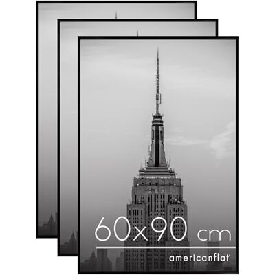 Americanflat Fotolijst 60 x 90 cm, zwart, lijst 90 x 60 cm, met dunne lijst en gepolijst plexi, geïntegreerd ophangmateriaal voor muur, horizontale of verticale ophanging, 3 stuks Americanflat Fotolijst 60 x 90 cm, zwart, lijst 90 x 60 cm, met dunne lijst en gepolijst plexi, geïntegreerd ophangmateriaal voor muur, horizontale of verticale ophanging, 3 stuks