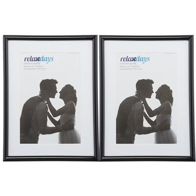 Relaxdays Set van 2 fotolijsten 15 x 20 cm, passe-partout 10 x 15 cm, glasplaat, fotolijst om neer te zetten en op te hangen, zwart Relaxdays Set van 2 fotolijsten 15 x 20 cm, passe-partout 10 x 15 cm, glasplaat, fotolijst om neer te zetten en op te hangen, zwart