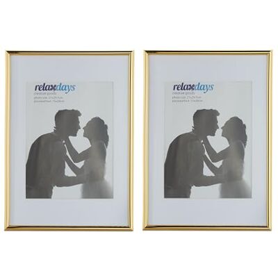 Relaxdays Fotolijsten, set van 2, 20 x 30 cm, passe-partout 15 x 20 cm, fotokader om neer te zetten of op te hangen, goud Relaxdays Fotolijsten, set van 2, 20 x 30 cm, passe-partout 15 x 20 cm, fotokader om neer te zetten of op te hangen, goud