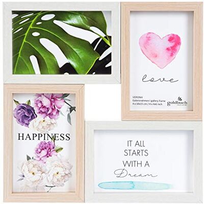 Goldbuch Verona MDF houten fotolijst voor 4 foto's, collages en foto's, houten lijst met ophangbeugel, ca. 28,2 x 28,2 x 2 cm Goldbuch Verona MDF houten fotolijst voor 4 foto's, collages en foto's, houten lijst met ophangbeugel, ca. 28,2 x 28,2 x 2 cm