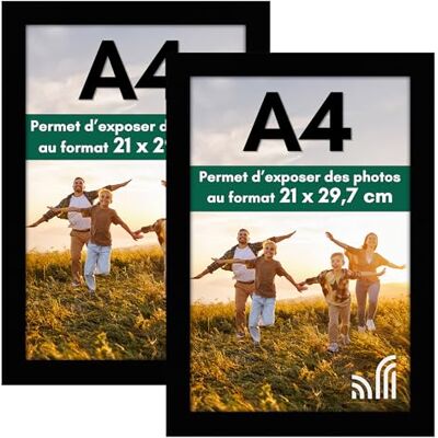 Americanflat Fotolijst A4 zwart A4 MDF lijst met onbreekbaar gepolijst glas, ezel en geïntegreerd ophangmateriaal horizontaal en verticaal formaat voor muur en tafelblad Set van 2 Americanflat Fotolijst A4 zwart A4 MDF lijst met onbreekbaar gepolijst glas, ezel en geïntegreerd ophangmateriaal horizontaal en verticaal formaat voor muur en tafelblad Set van 2