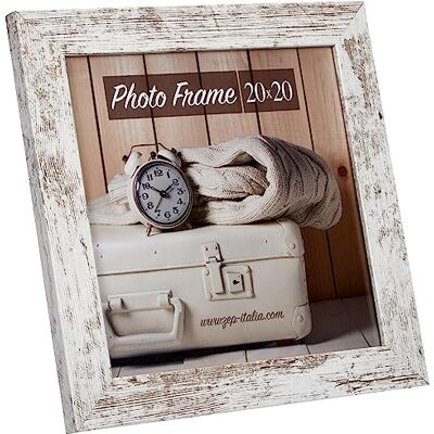 Zep S.r.l. Nelson 6 fotolijst van hout, Chabby Chic, wit, voor fotoformaat 20 x 20 cm Zep S.r.l. Nelson 6 fotolijst van hout, Chabby Chic, wit, voor fotoformaat 20 x 20 cm
