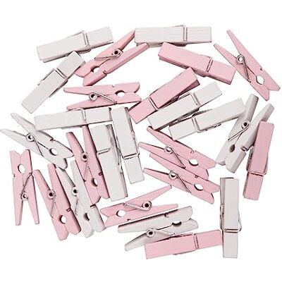 Rayher 26 stuks houten wasknijpers, 3,5 cm, roze/wit gesorteerd, kleurrijke decoratieve klemmen, decoratieve babyklemmen, hout, FSC-gecertificeerd, 64590258 Rayher 26 stuks houten wasknijpers, 3,5 cm, roze/wit gesorteerd, kleurrijke decoratieve klemmen, decoratieve babyklemmen, hout, FSC-gecertificeerd, 64590258