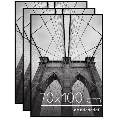 Americanflat Fotolijst 70 x 100 cm, zwart, fotolijst 100 x 70 cm, met dunne lijst en gepolijst plexiglas, geïntegreerd ophangmateriaal voor muur, horizontale of verticale ophanging, 3 stuks Americanflat Fotolijst 70 x 100 cm, zwart, fotolijst 100 x 70 cm, met dunne lijst en gepolijst plexiglas, geïntegreerd ophangmateriaal voor muur, horizontale of verticale ophanging, 3 stuks