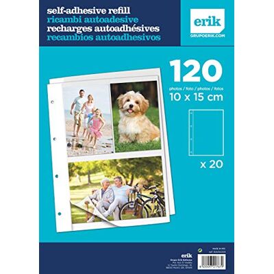 Grupo Erik Navulverpakking voor fotoalbum – 20 zelfklevende vellen – 120 foto's van 10 x 15 cm max Grupo Erik Navulverpakking voor fotoalbum – 20 zelfklevende vellen – 120 foto's van 10 x 15 cm max