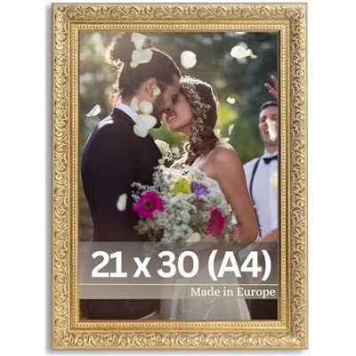 Victor antieke fotolijst"Rubens" groen goud in 21x30 cm staaf: 30x20 mm echt glas barok Victor antieke fotolijst"Rubens" groen goud in 21x30 cm staaf: 30x20 mm echt glas barok