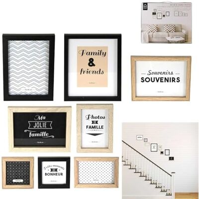 HOME DECO FACTORY HD4691 Multi-Picture Frame Set Houten Muurdecoratie Zwart Wit Bruin HOME DECO FACTORY HD4691 Multi-Picture Frame Set Houten Muurdecoratie Zwart Wit Bruin