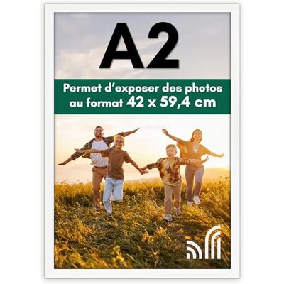 Americanflat Fotolijst A2 wit A2 MDF lijst met gepolijst plexi en geïntegreerd ophangmateriaal horizontaal en verticaal formaat voor muur Americanflat Fotolijst A2 wit A2 MDF lijst met gepolijst plexi en geïntegreerd ophangmateriaal horizontaal en verticaal formaat voor muur