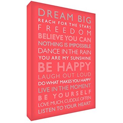ART Gallery canvas met stabiele voorplaat (40 x 30 x 4 cm, medium, koraal, Be Happy) ART Gallery canvas met stabiele voorplaat (40 x 30 x 4 cm, medium, koraal, Be Happy)