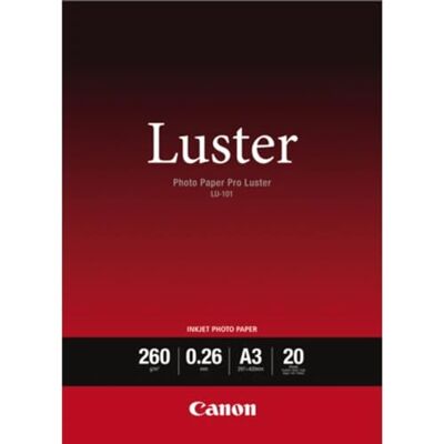 Canon LU-101 fotopapier A3/297 x 420 mm/260 g/glanzend/20 vellen (6211B007) Canon LU-101 fotopapier A3/297 x 420 mm/260 g/glanzend/20 vellen (6211B007)