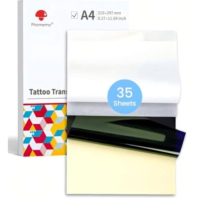 Phomemo 35 vellen transferpapier voor tatoeages, compatibel met M08F TP81, DIN A4, 210 x 297 mm Phomemo 35 vellen transferpapier voor tatoeages, compatibel met M08F TP81, DIN A4, 210 x 297 mm