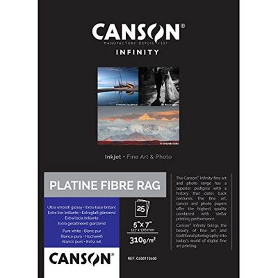Canson Infinity Platine Fibre Rag Fotopapier, 12,7 x 17,8 25 vellen, 310 g Canson Infinity Platine Fibre Rag Fotopapier, 12,7 x 17,8 25 vellen, 310 g
