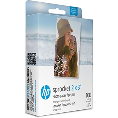 HP IZ2X3100 2 x 3 inch hoogwaardig Zink-fotopapier, compatibel met draagbare fotoprinter met tandwielen, wit, (100 vel), 1 HP IZ2X3100 2 x 3 inch hoogwaardig Zink-fotopapier, compatibel met draagbare fotoprinter met tandwielen, wit, (100 vel), 1