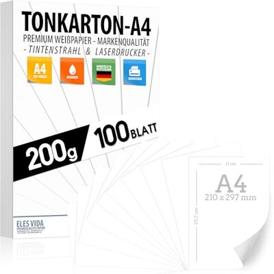 ELES VIDA 100 vellen fotopapier, A4, mat, 200 g, wit, DIN voor ansichtkaarten, brieven, presentatiekarton, knutselen, scrapbooking ELES VIDA 100 vellen fotopapier, A4, mat, 200 g, wit, DIN voor ansichtkaarten, brieven, presentatiekarton, knutselen, scrapbooking