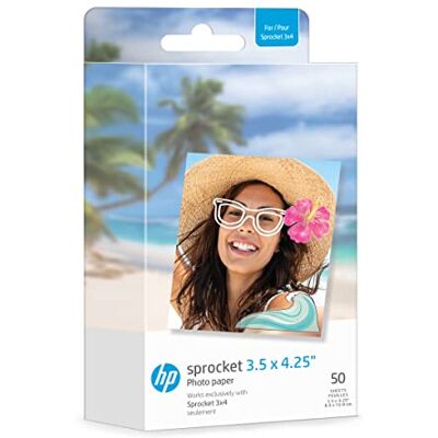 HP 50 vellen fotopapier, zink fotopapier, zelfklevend, 8,9 x 10,8 cm, compatibel met Sprocket fotoprinter, 7,6 x 10,8 cm HP 50 vellen fotopapier, zink fotopapier, zelfklevend, 8,9 x 10,8 cm, compatibel met Sprocket fotoprinter, 7,6 x 10,8 cm