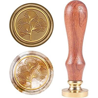CRASPIRE Wasstempel, waspads om te kopen, ginkgo-blad, retro, hout, waszegel, 25 mm, afneembaar, afdichting van messing, houten handvat voor enveloppen, uitnodigingen, verfraaiing CRASPIRE Wasstempel, waspads om te kopen, ginkgo-blad, retro, hout, waszegel, 25 mm, afneembaar, afdichting van messing, houten handvat voor enveloppen, uitnodigingen, verfraaiing