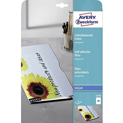 Avery 2500 transparante plakfolie gecoat 10 vellen dikte 0,17 mm (import Duitsland) Avery 2500 transparante plakfolie gecoat 10 vellen dikte 0,17 mm (import Duitsland)