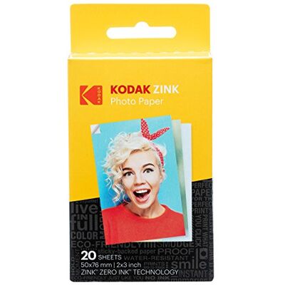 Kodak ZINK fotopapier, zelfklevend, 5 cm x 8 cm, (20 vellen), compatibel met Printomatic instant camera Kodak ZINK fotopapier, zelfklevend, 5 cm x 8 cm, (20 vellen), compatibel met Printomatic instant camera