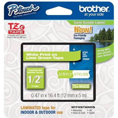 Brother TZEMQG35 labelprintertape tape voor labelprinters, TZ, kleur: wit, 1,2 cm, 5 m) Brother TZEMQG35 labelprintertape tape voor labelprinters, TZ, kleur: wit, 1,2 cm, 5 m)