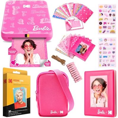Kodak x Barbie Step Slim Wireless Instant Portable Mobile Printer Gift Bundle Signature Stijl + Barbie Camera-Case, Fotoalbum, Sticker & Hanging Frames, 50 Stickers + Zink Paper 20 Vellen Kodak x Barbie Step Slim Wireless Instant Portable Mobile Printer Gift Bundle Signature Stijl + Barbie Camera-Case, Fotoalbum, Sticker & Hanging Frames, 50 Stickers + Zink Paper 20 Vellen