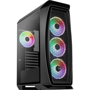 Aerocool AEROONEDUOBKV1 Gaming-behuizing, ATX, 4 x ARGB-ventilatoren, gehard glas, zwart Aerocool AEROONEDUOBKV1 Gaming-behuizing, ATX, 4 x ARGB-ventilatoren, gehard glas, zwart