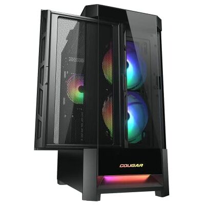 COUGAR Gaming PC-behuizing, DUOFACE RGB behuizing + 2 zwarte panelen, montage zonder gereedschap, stoffilter, inclusief 3 120 mm ARGB-ventilatoren COUGAR Gaming PC-behuizing, DUOFACE RGB behuizing + 2 zwarte panelen, montage zonder gereedschap, stoffilter, inclusief 3 120 mm ARGB-ventilatoren