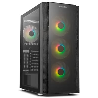 Xtreme HUMMER HORUS Mid-Tower E-ATX; M-ATX, voor- en zijpaneel van gehard glas, 4 120 mm ARGB-ventilatoren inbegrepen, RGB-bediening, zwart Xtreme HUMMER HORUS Mid-Tower E-ATX; M-ATX, voor- en zijpaneel van gehard glas, 4 120 mm ARGB-ventilatoren inbegrepen, RGB-bediening, zwart