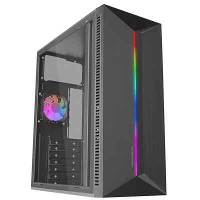 Mars Gaming MC-Blaze, Gaming-behuizing, ATX, 1 x FRGB-ventilator achter 80 mm, RGB-ledstrip voor aan de voorkant met meerdere effecten, compleet zijvenster, medium toren PC met grote interne capaciteit, zwart Mars Gaming MC-Blaze, Gaming-behuizing, ATX, 1 x FRGB-ventilator achter 80 mm, RGB-ledstrip voor aan de voorkant met meerdere effecten, compleet zijvenster, medium toren PC met grote interne capaciteit, zwart